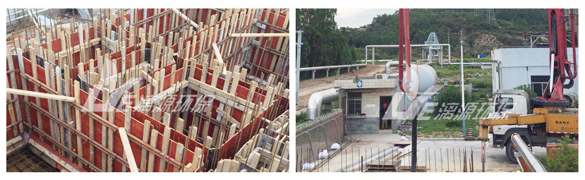 珠?；U水處理工程土建施工現(xiàn)場
